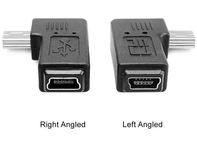 Alt view image 7 of 7 - 2 Pack 90 Degree Left & Right Angled Mini USB 5Pin Male to Female Extension Adapter