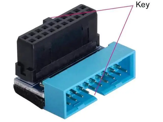 Alt view image 2 of 7 - 2-Pack 90° Up & Down Angled 19/20Pin USB3.0 Motherboard Header Extension Adapter, Internal USB 3.0 Male to Female Extender for DIY PC Chassis