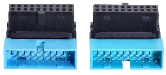 Main image of 2-Pack 90° Up & Down Angled 19/20Pin USB3.0 Motherboard Header Extension Adapter, Internal USB 3.0 Male to Female Extender for DIY PC Chassis