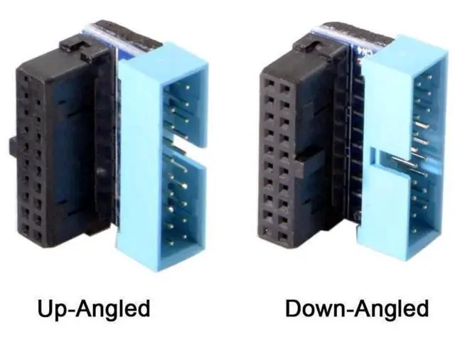 Alt view image 5 of 7 - 2-Pack 90° Up & Down Angled 19/20Pin USB3.0 Motherboard Header Extension Adapter, Internal USB 3.0 Male to Female Extender for DIY PC Chassis