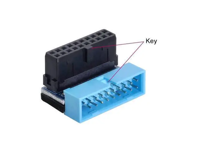 Alt view image 4 of 7 - 2-Pack 90° Up & Down Angled 19/20Pin USB3.0 Motherboard Header Extension Adapter, Internal USB 3.0 Male to Female Extender for DIY PC Chassis