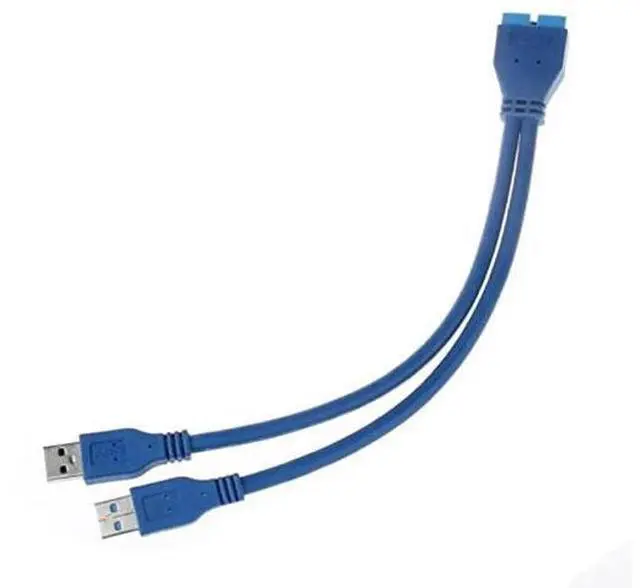 Main image of Dual USB3.0 Type-A Male to 20Pin Mainboard Header Male Extension Cable | 5Gbps High Speed Internal Adapter Cord