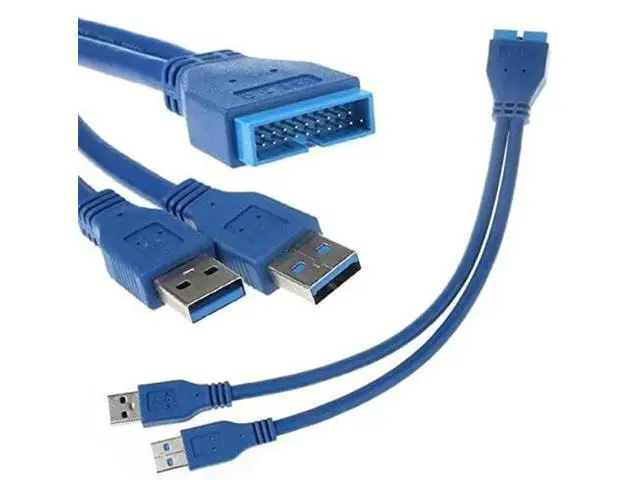 Alt view image 4 of 4 - Dual USB3.0 Type-A Male to 20Pin Mainboard Header Male Extension Cable | 5Gbps High Speed Internal Adapter Cord