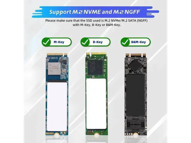 Alt view image 2 of 7 - Dual Protocol M.2 to USB Adapter Enclosure, USB3.1 Gen2 10Gbps, Supports NVMe M-Key & SATA B+M-Key SSD, UASP Accelerated, Up to 4TB, Fits 2230/2242/2260/2280