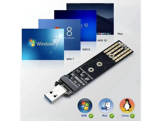Alt view image 4 of 7 - Dual Protocol M.2 to USB Adapter Enclosure, USB3.1 Gen2 10Gbps, Supports NVMe M-Key & SATA B+M-Key SSD, UASP Accelerated, Up to 4TB, Fits 2230/2242/2260/2280
