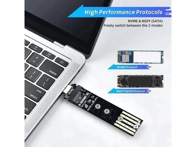 Alt view image 5 of 7 - Dual Protocol M.2 to USB Adapter Enclosure, USB3.1 Gen2 10Gbps, Supports NVMe M-Key & SATA B+M-Key SSD, UASP Accelerated, Up to 4TB, Fits 2230/2242/2260/2280
