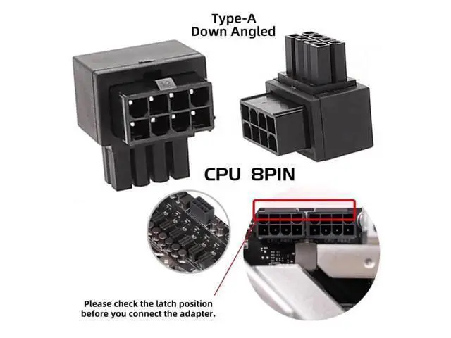 Alt view image 3 of 7 - 2 Pack 90° Up/Down Angled ATX 8P EPS Male to Female CPU Power Adapter, 12V