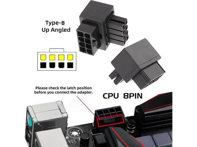 Alt view image 4 of 7 - 2 Pack 90° Up/Down Angled ATX 8P EPS Male to Female CPU Power Adapter, 12V