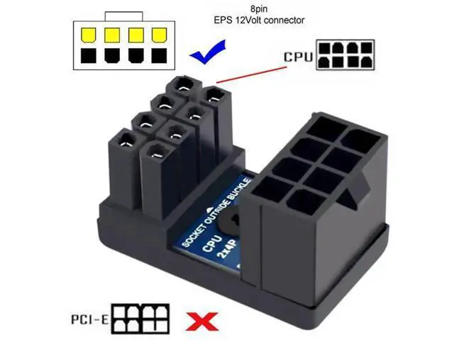 Alt view image 4 of 7 - 2 Pack 360° Up & Down Angled EPS 8Pin Power Adapter, Male to Female Header for CPU 12V Power Supply