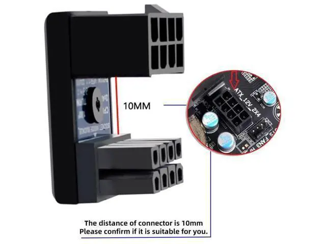 Alt view image 5 of 7 - 2 Pack 360° Up & Down Angled EPS 8Pin Power Adapter, Male to Female Header for CPU 12V Power Supply