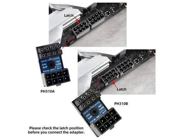 Alt view image 6 of 7 - 2 Pack 360° Up & Down Angled EPS 8Pin Power Adapter, Male to Female Header for CPU 12V Power Supply