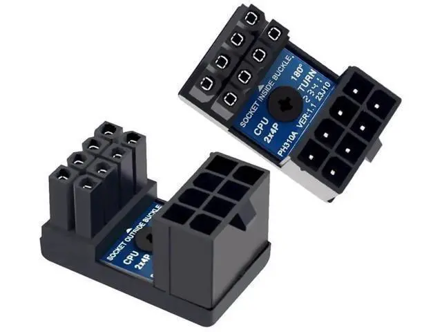Alt view image 7 of 7 - 2 Pack 360° Up & Down Angled EPS 8Pin Power Adapter, Male to Female Header for CPU 12V Power Supply