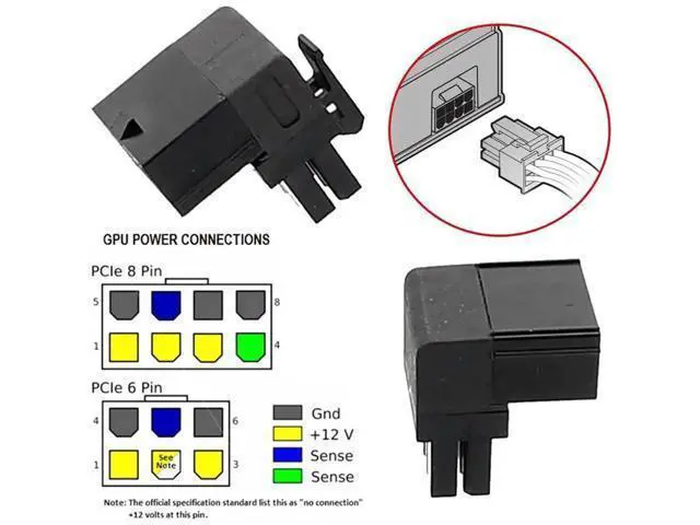 Alt view image 6 of 7 - 2 Pack 90° Up & Down Angled ATX 8Pin Power Adapter, Male to Female Header Converter for GPU Graphics Card