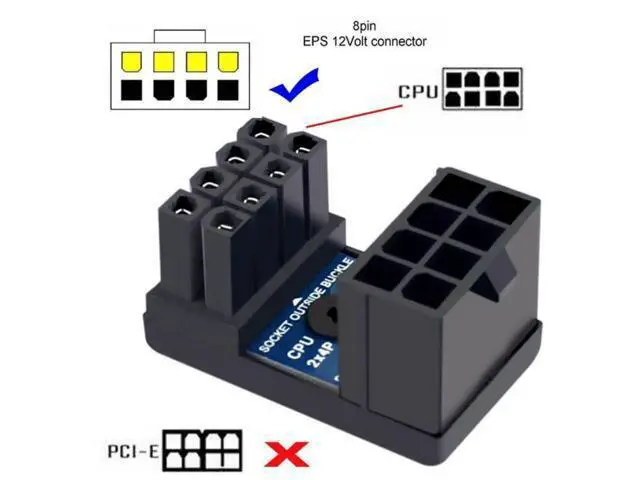 Alt view image 3 of 7 - 2 Pack 180 Degree Angled ATX 8Pin EPS 12V CPU Power Adapter, Inside Buckle Connector for PC Motherboard
