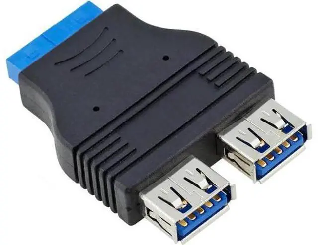 Main image of Dual Port USB 3.0 Adapter Cable, Motherboard 20Pin/19Pin Internal Header to 2×USB-A Female Panel Mount Connector
