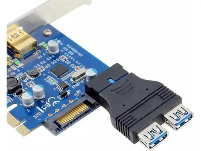 Alt view image 2 of 4 - Dual Port USB 3.0 Adapter Cable, Motherboard 20Pin/19Pin Internal Header to 2×USB-A Female Panel Mount Connector