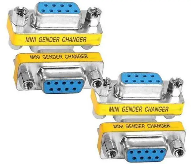 Main image of 4-Pack DB9 Female to Female Gender Changer, 9 Pin D-SUB RS232 Serial Port Coupler Adapter for Serial Communication Devices, PLC Controllers, POS Equipment