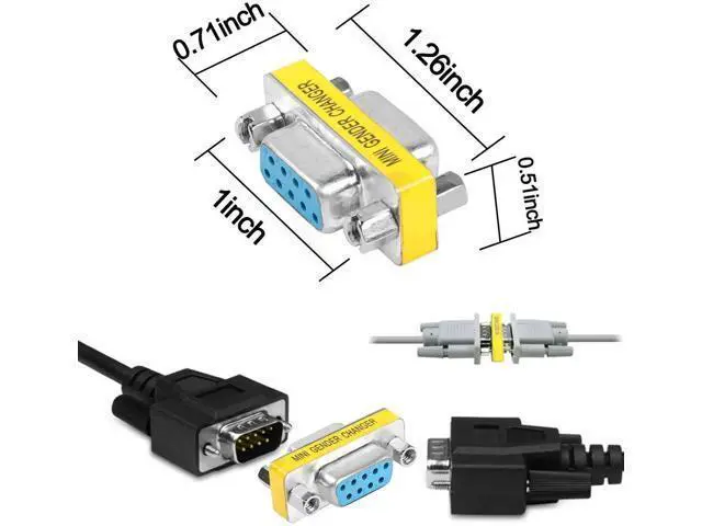 Alt view image 3 of 7 - 4-Pack DB9 Female to Female Gender Changer, 9 Pin D-SUB RS232 Serial Port Coupler Adapter for Serial Communication Devices, PLC Controllers, POS Equipment