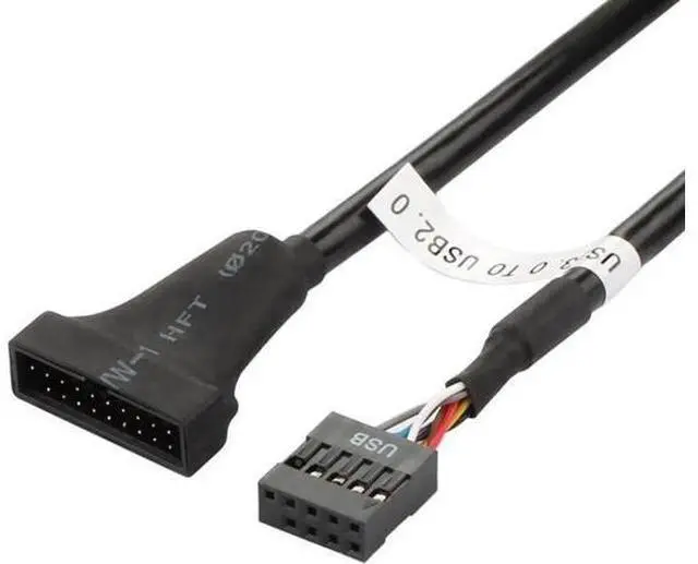Main image of Motherboard Internal USB 2.0 9Pin Female to USB 3.0 20Pin Male Header Adapter Converter Cable, Black