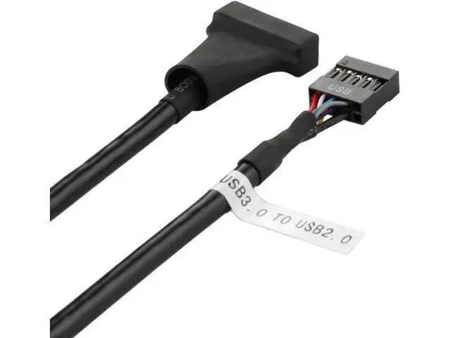 Alt view image 2 of 3 - Motherboard Internal USB 2.0 9Pin Female to USB 3.0 20Pin Male Header Adapter Converter Cable, Black
