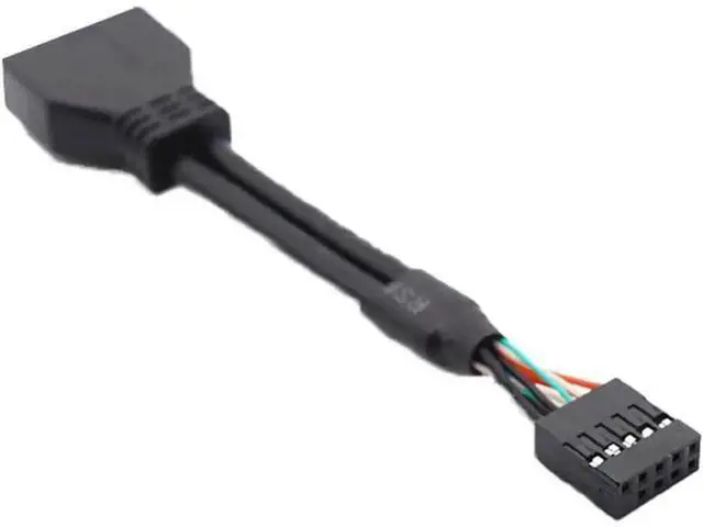 Alt view image 3 of 3 - 2PC Black Mainboard Adapter Cable | USB2.0 9Pin Female to USB3.0 20Pin Male Internal Header Converter