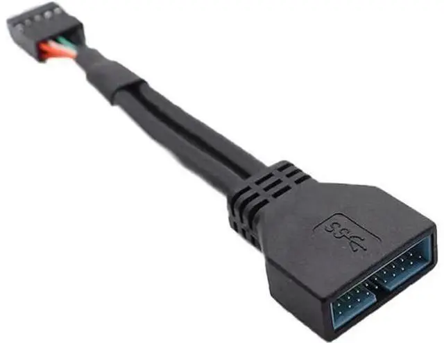 Main image of 2PC Black Mainboard Adapter Cable | USB2.0 9Pin Female to USB3.0 20Pin Male Internal Header Converter