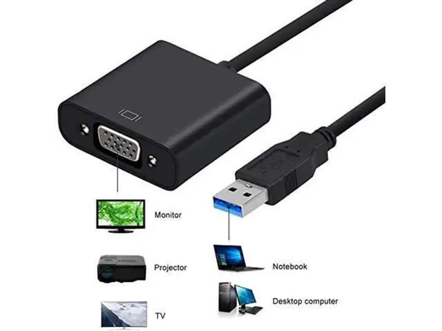 Alt view image 2 of 7 - USB 3.0 to VGA External Video Adapter, 1080P Multi-Monitor Display Graphic Converter Compatible with Windows 7/8/8.1/10/XP PC Laptop Projector