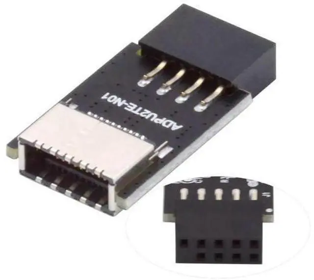 Main image of USB 2.0 9Pin Male to USB 3.1 Type E Key-A Female Adapter, Front Panel Socket to 9Pin Mainboard Header Internal Extension Converter for PC Case