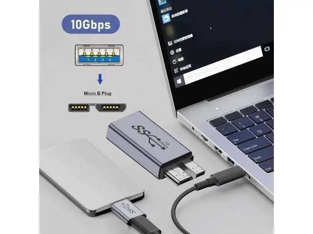 Alt view image 6 of 7 - USB 3.1 USB-A Female to Micro USB 3.0 Male Adapter, 10Gbps High Speed Data & Power Transfer Connector for Laptop External SSD Hard Drives