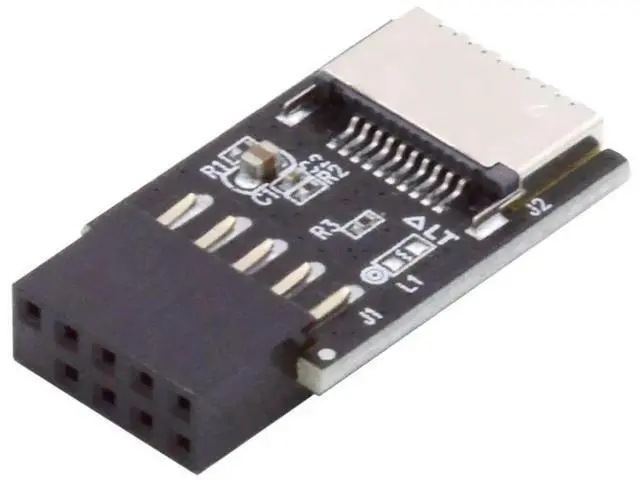 Alt view image 3 of 7 - USB 2.0 9Pin Male to USB 3.1 Type E Key-A Female Adapter, Front Panel Socket to 9Pin Mainboard Header Internal Extension Converter for PC Case