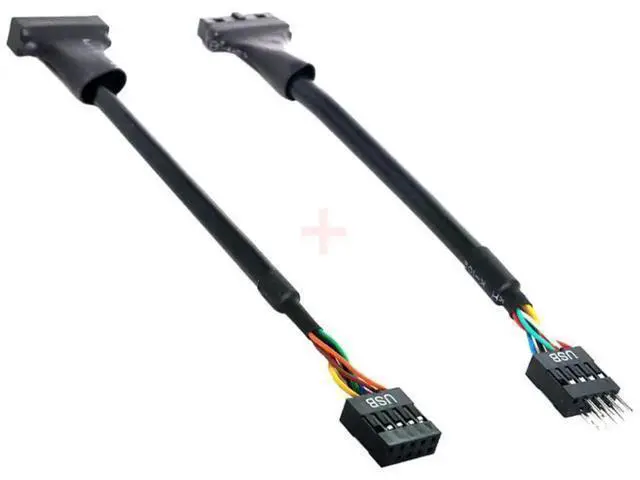 Alt view image 5 of 7 - 2 Pack USB 2.0 Front Panel Header Adapter, 9/10Pin to 19/20Pin Mainboard Gender Changer Cable