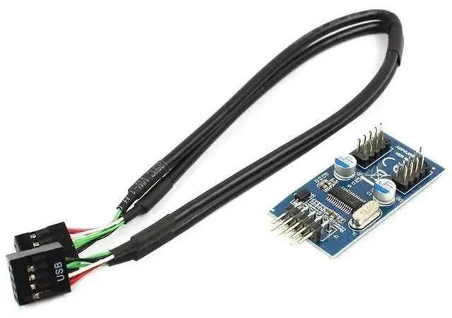Main image of 30cm USB2.0 9Pin Motherboard Header Splitter Cable, 1 to 2 Internal USB Extension Adapter