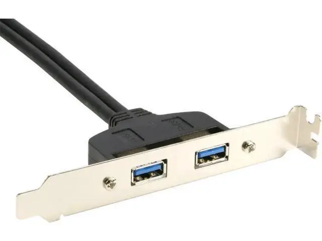 Alt view image 2 of 6 - 1.5ft 2 Ports USB 3.0 Female Cable, PCI Slot Plate Bracket Back Panel to 20Pin Motherboard Header Adapter