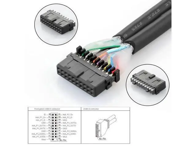 Alt view image 2 of 7 - Horizontal 19/20 Pin Motherboard 1 to 2 USB 3.0 Splitter Adapter