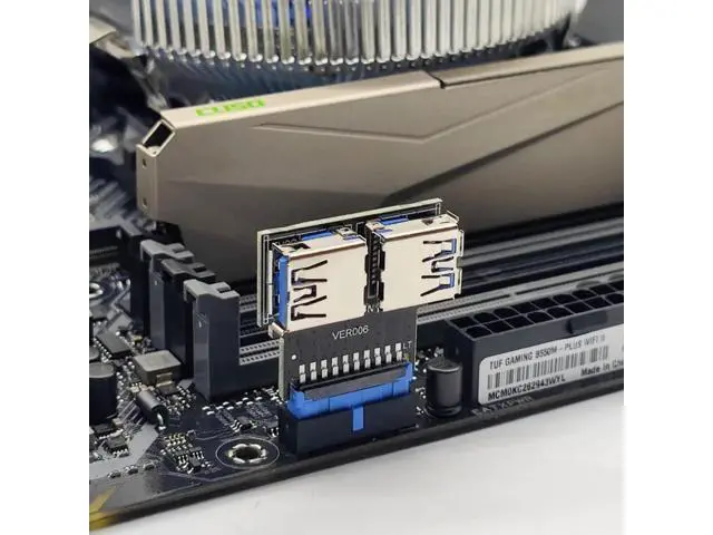 Alt view image 3 of 7 - Horizontal 19/20 Pin Motherboard 1 to 2 USB 3.0 Splitter Adapter
