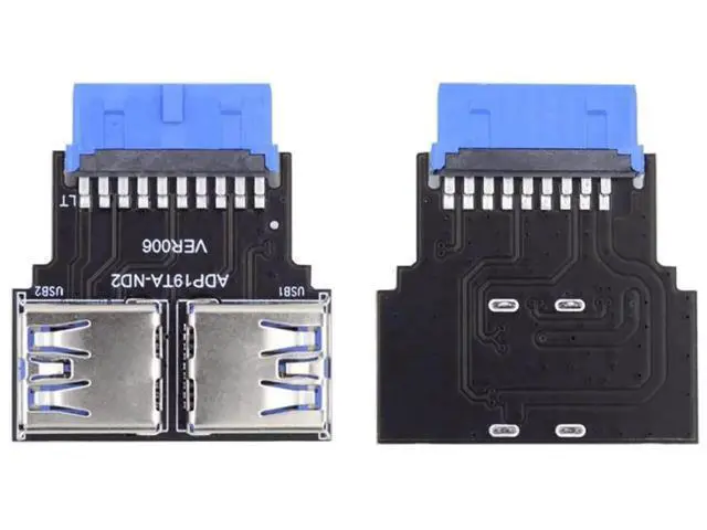 Alt view image 5 of 7 - Horizontal 19/20 Pin Motherboard 1 to 2 USB 3.0 Splitter Adapter