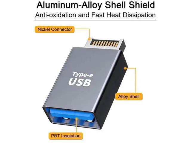 Alt view image 6 of 7 - USB 3.1 Type-E Male Front Panel Header to USB 3.0 Type-A Female Adapter, Motherboard Internal Data Converter
