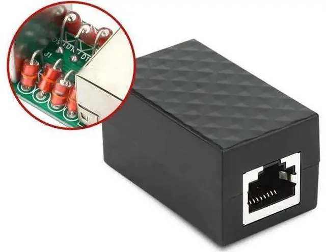 Main image of RJ45 Surge Lightning Protector Inline Coupler, Cat5e/Cat6/Cat7 LAN Cable RJ45 Extender Adapter