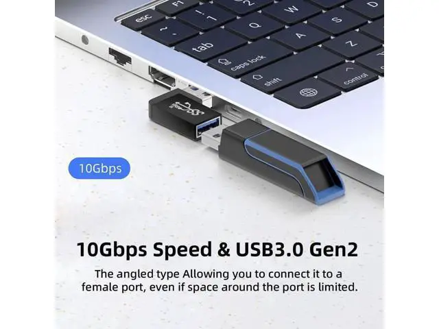 Alt view image 3 of 7 - 90 Degree Left Angled USB 3.2 Gen2 Male to Female Extension Adapter, 10Gbps SuperSpeed USB A Elbow Extender for Power, Data & Video Transmission