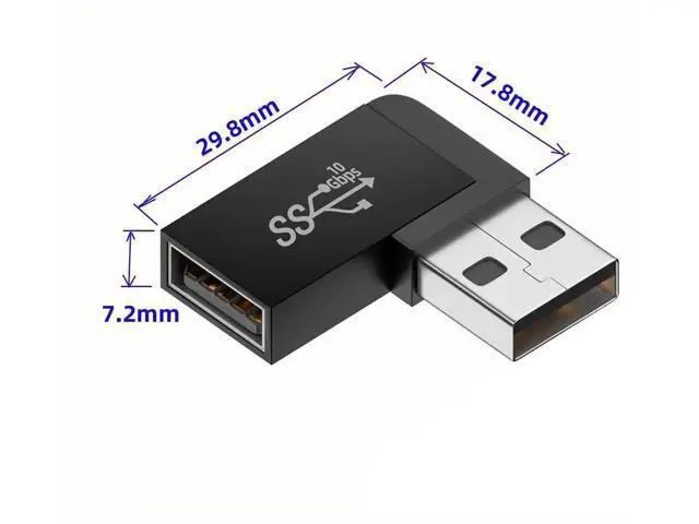 Alt view image 6 of 7 - 90 Degree Left Angled USB 3.2 Gen2 Male to Female Extension Adapter, 10Gbps SuperSpeed USB A Elbow Extender for Power, Data & Video Transmission