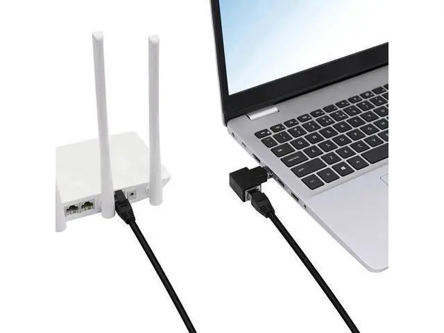 Alt view image 5 of 5 - 2 Pack Left 90 Degree RJ45 Male to Female Right Angle Ethernet Adapter, 8P8C LAN Cable Elbow Extender, Compatible with Cat5/Cat5e/Cat6 Network Cables