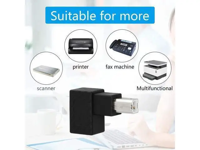 Alt view image 3 of 6 - 2 Pack 90 Degree USB 2.0 Type-B Adapter, Left & Right Angle Male to Female Converter for Printer, Scanner, External Hard Drive