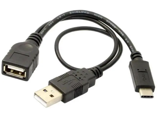 Alt view image 5 of 7 - USBC to USBA USB2.0 OTG Adapter Cable with Supplementary Power Supply