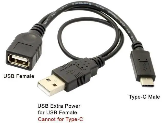 Alt view image 4 of 7 - USBC to USBA USB2.0 OTG Adapter Cable with Supplementary Power Supply
