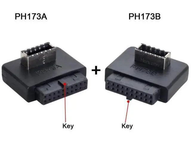 Alt view image 5 of 7 - 2 Pack Overmolded USB 3.0 19/20Pin Internal Header to USB 3.1 Type-E Front Panel Extension Adapter