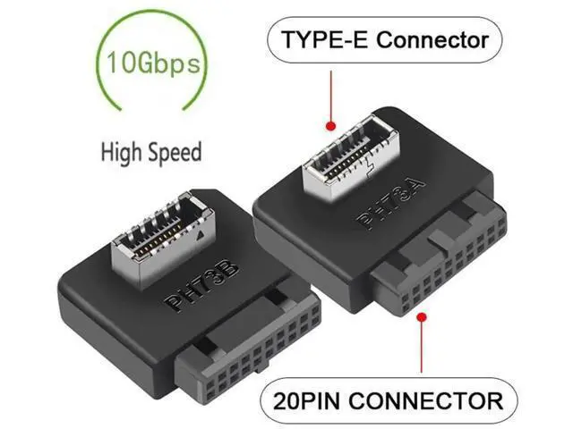 Alt view image 7 of 7 - 2 Pack Overmolded USB 3.0 19/20Pin Internal Header to USB 3.1 Type-E Front Panel Extension Adapter