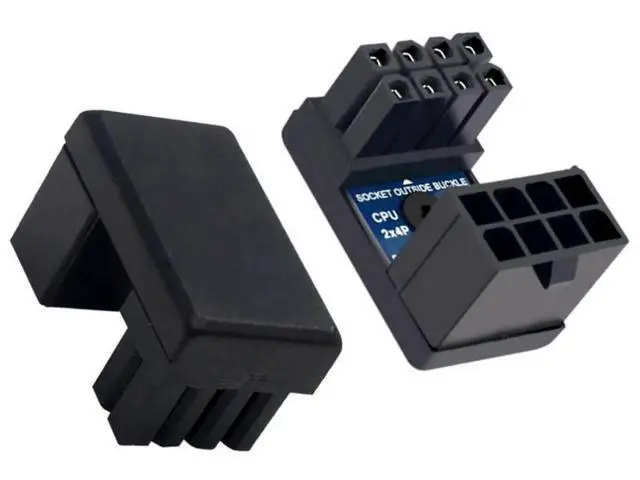 Alt view image 7 of 7 - 2 Pack 180 Degree Angled ATX 8Pin EPS 12V CPU Power Adapter, Inside Buckle Connector for PC Motherboard
