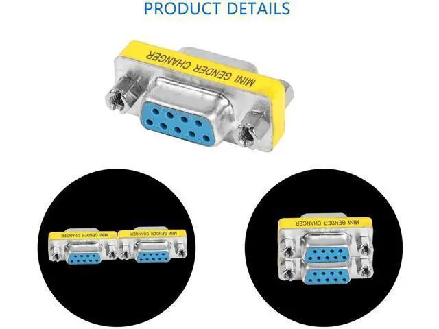 Alt view image 5 of 7 - 4-Pack DB9 Female to Female Gender Changer, 9 Pin D-SUB RS232 Serial Port Coupler Adapter for Serial Communication Devices, PLC Controllers, POS Equipment