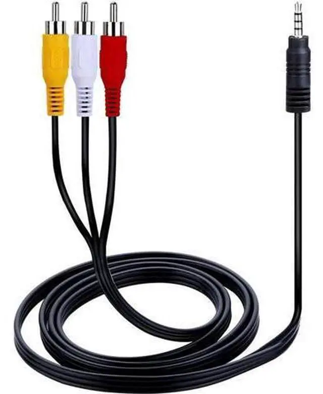 Main image of 5FT 3.5mm 1/8 Inch Male to 3 RCA Male AV Composite Cable, Stereo AUX Audio Video Converter Cord