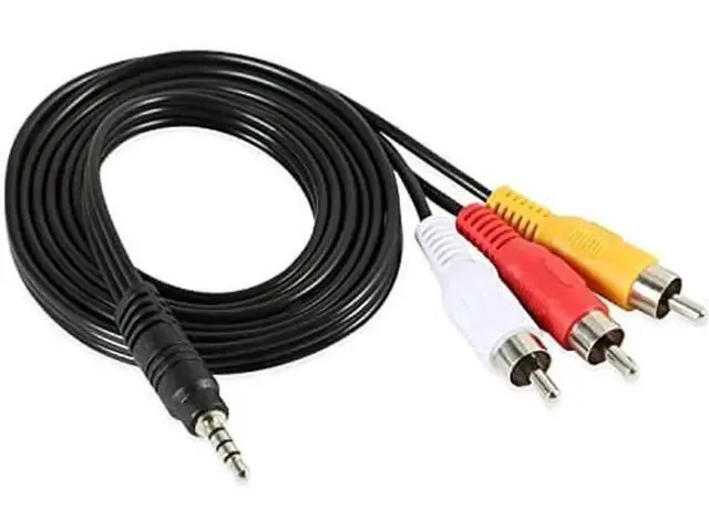 Alt view image 2 of 7 - 5FT 3.5mm 1/8 Inch Male to 3 RCA Male AV Composite Cable, Stereo AUX Audio Video Converter Cord